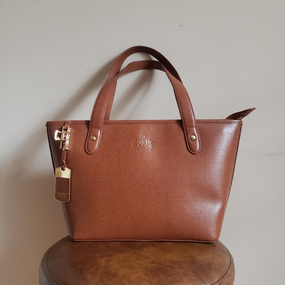 Lauren Brown Leather Mini Tote Bag